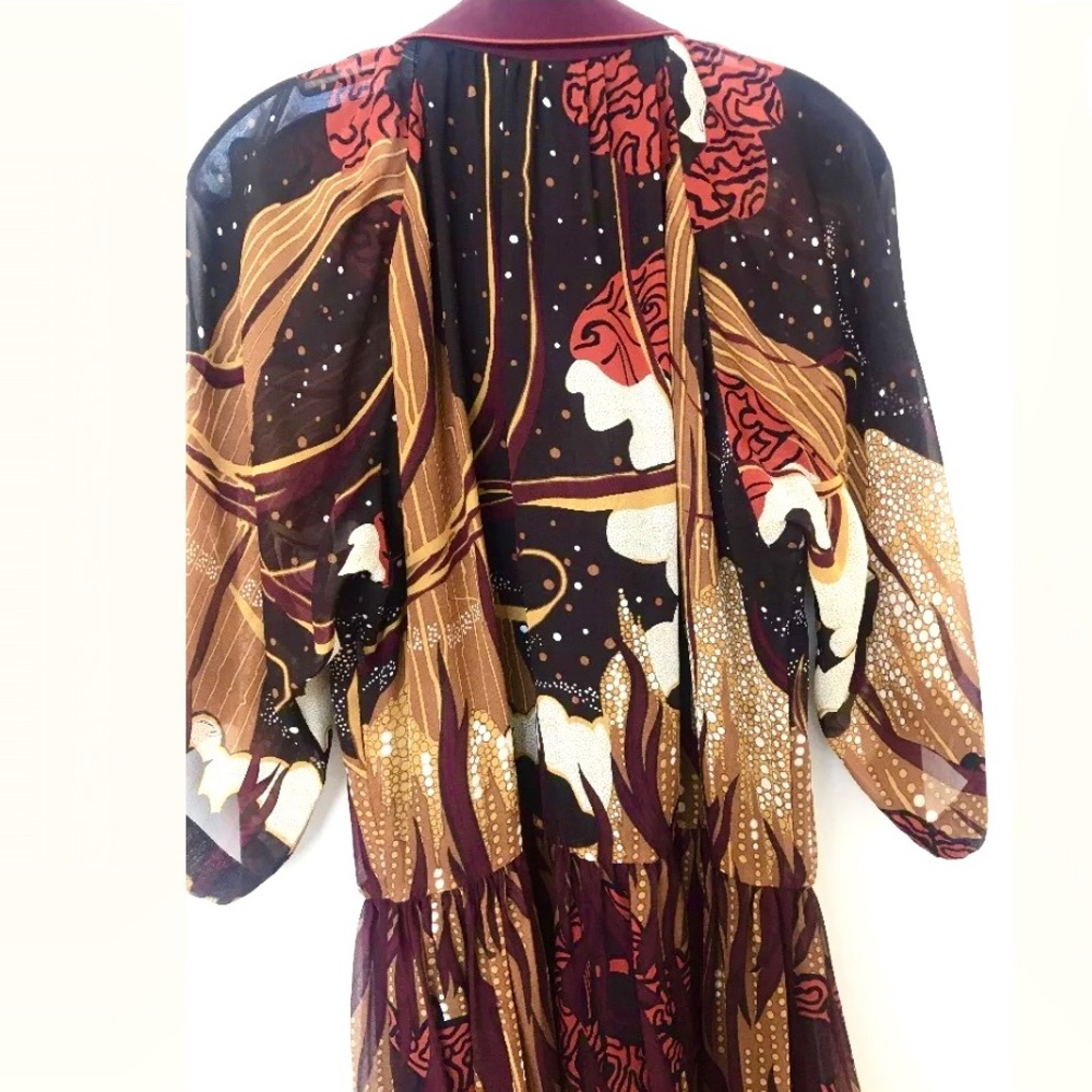 GUCCI Fantasy Print Georgette Lace-up Silk Dress - Picture 7 of 8